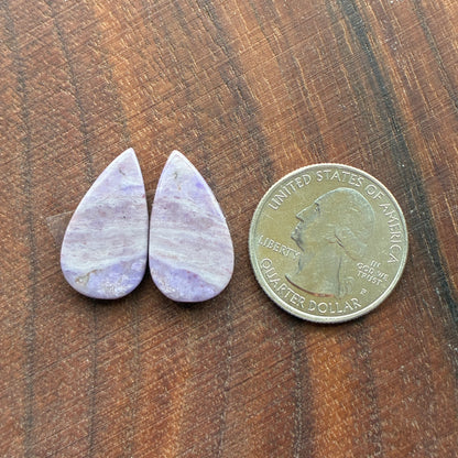 Lavender Jade - Cabochon Pair - Oval - Teardrop