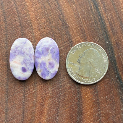 Lavender Jade - Cabochon Pair - Oval - Teardrop