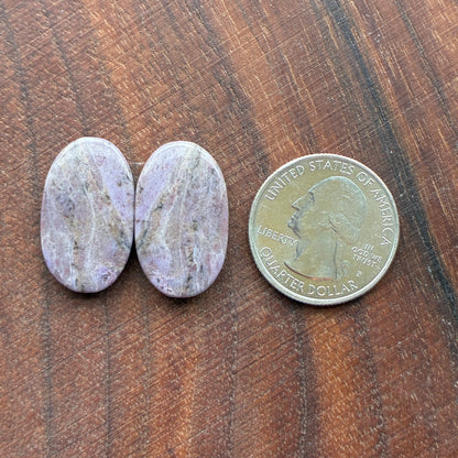 Lavender Jade - Cabochon Pair - Oval - Teardrop