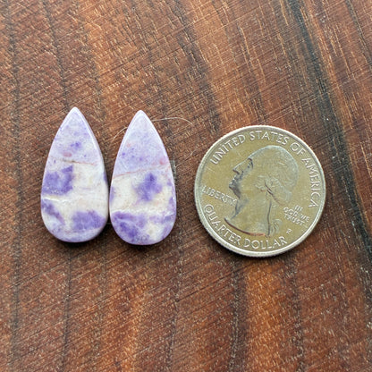 Lavender Jade - Cabochon Pair - Oval - Teardrop