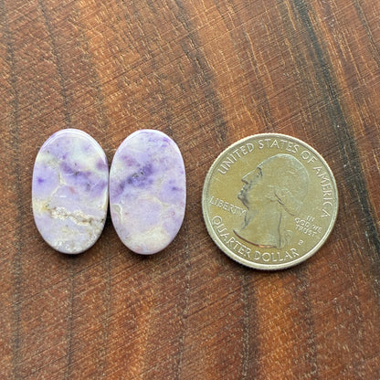 Lavender Jade - Cabochon Pair - Oval - Teardrop