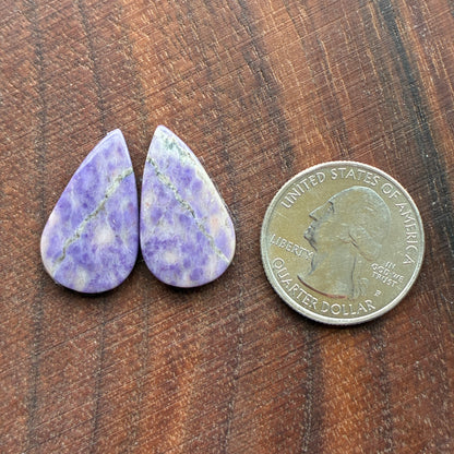 Lavender Jade - Cabochon Pair - Oval - Teardrop