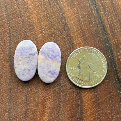 Lavender Jade - Cabochon Pair - Oval - Teardrop