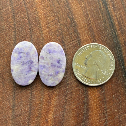 Lavender Jade - Cabochon Pair - Oval - Teardrop