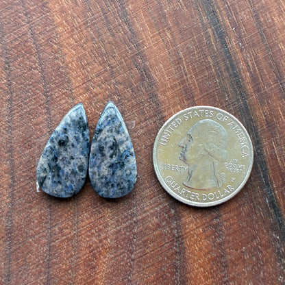 Dumortierite - Cabochon Pair - Oval - Teardrop