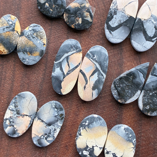 Maligano Jasper - Cabochon Pair - Oval - Teardrop