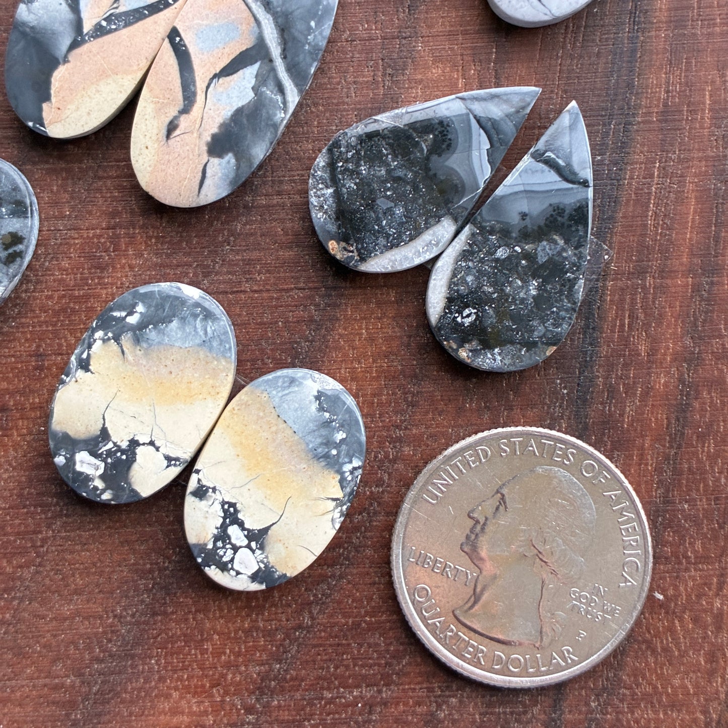 Maligano Jasper - Cabochon Pair - Oval - Teardrop