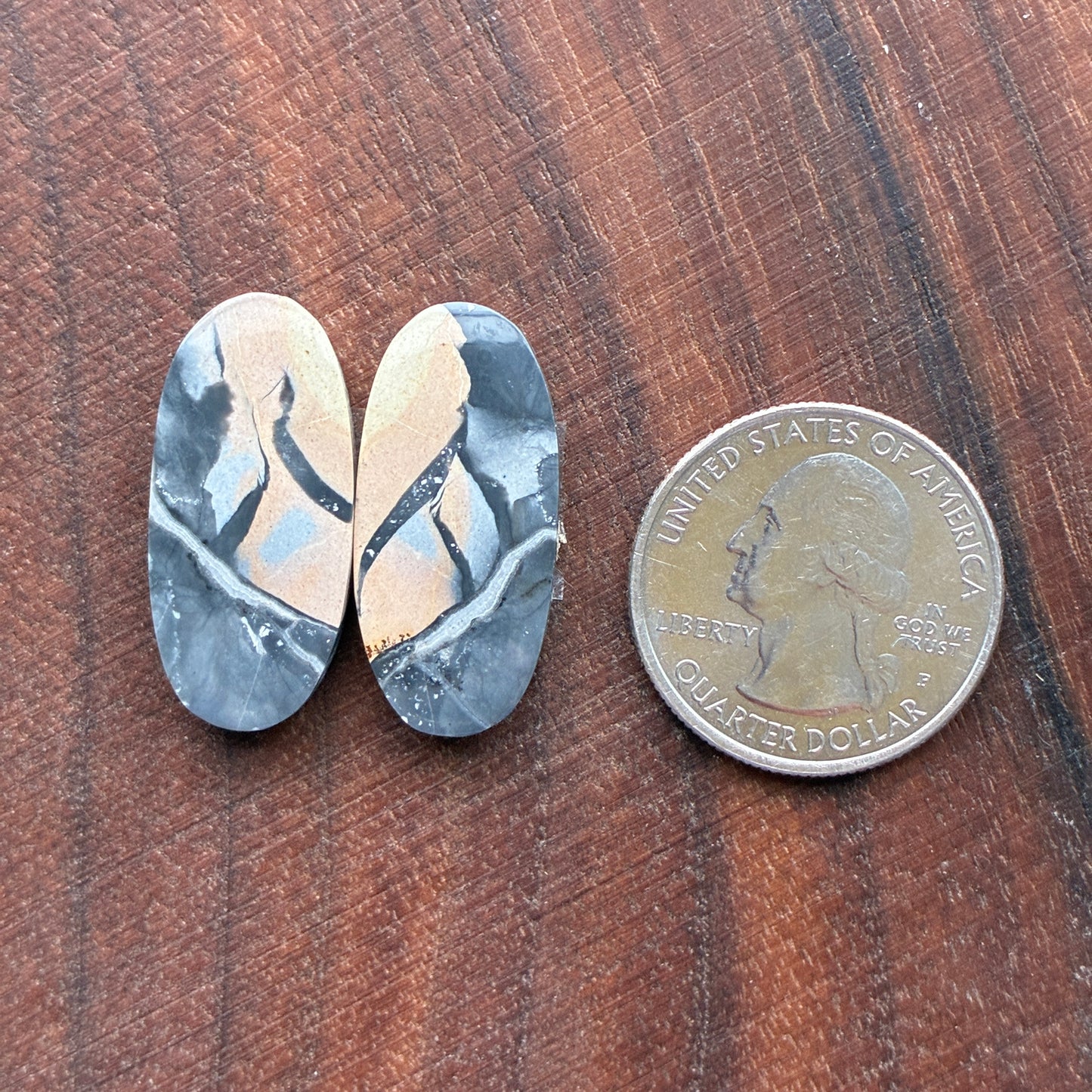 Maligano Jasper - Cabochon Pair - Oval - Teardrop