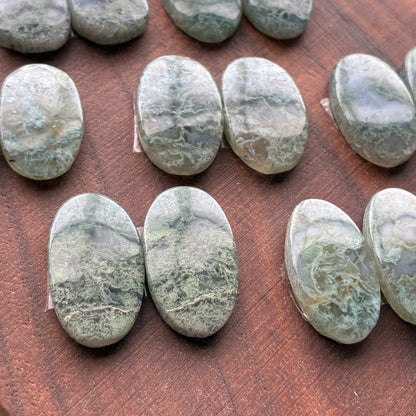 Moss Agate - Cabochon Pair - Oval - Teardrop