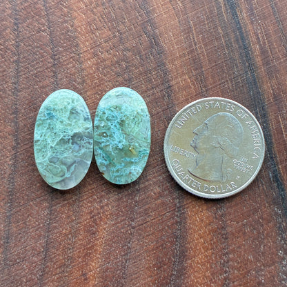 Moss Agate - Cabochon Pair - Oval - Teardrop