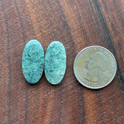 Moss Agate - Cabochon Pair - Oval - Teardrop