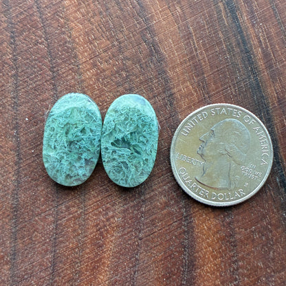 Moss Agate - Cabochon Pair - Oval - Teardrop