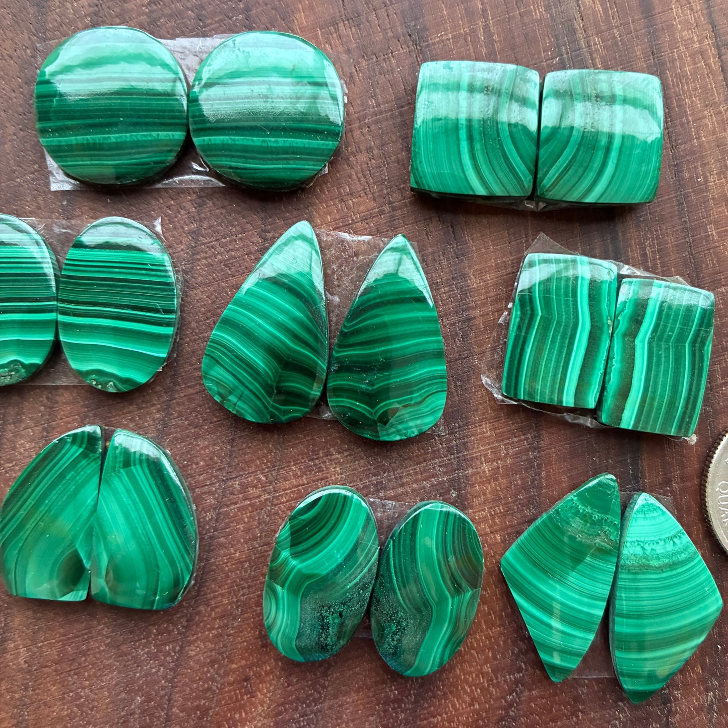 Malachite - Cabochon Pair - Oval - Teardrop - Square - Round