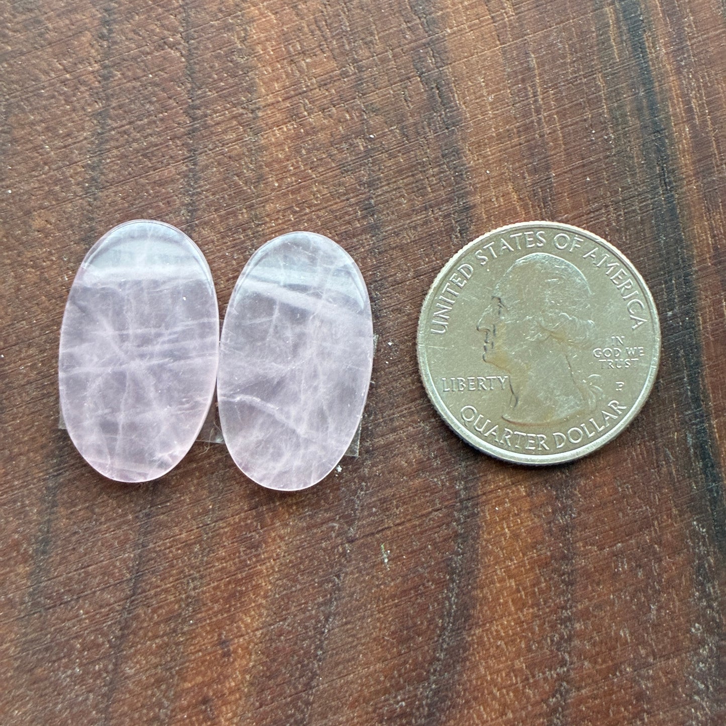 Rose Quartz - Cabochon Pair - Teardrop - Oval