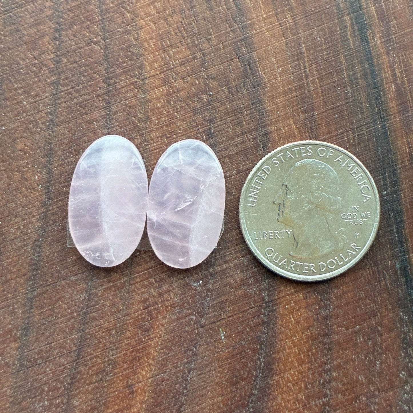 Rose Quartz - Cabochon Pair - Teardrop - Oval