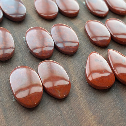 Red Agate - Cabochon Pair - Oval - Teardrop