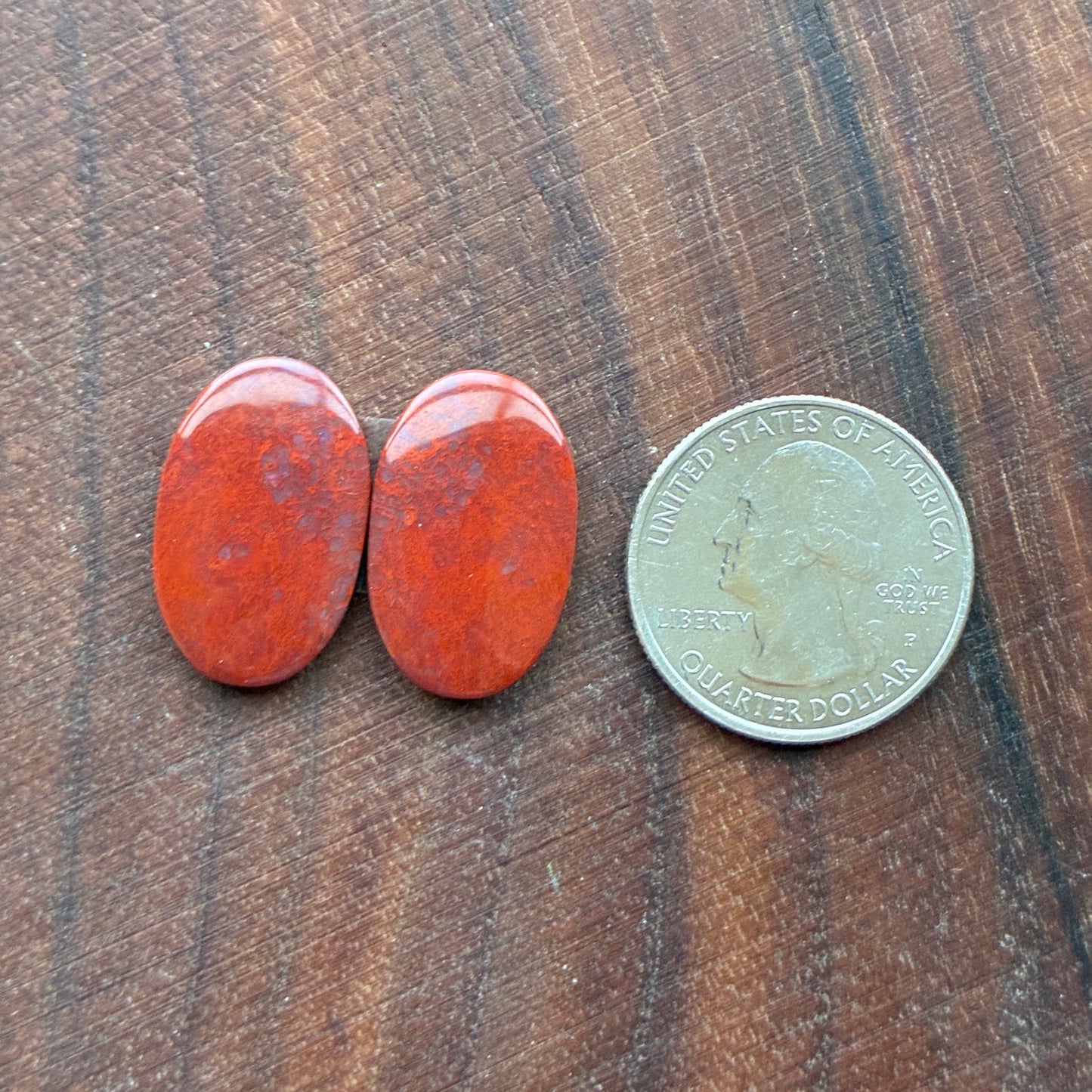Red Agate - Cabochon Pair - Oval - Teardrop