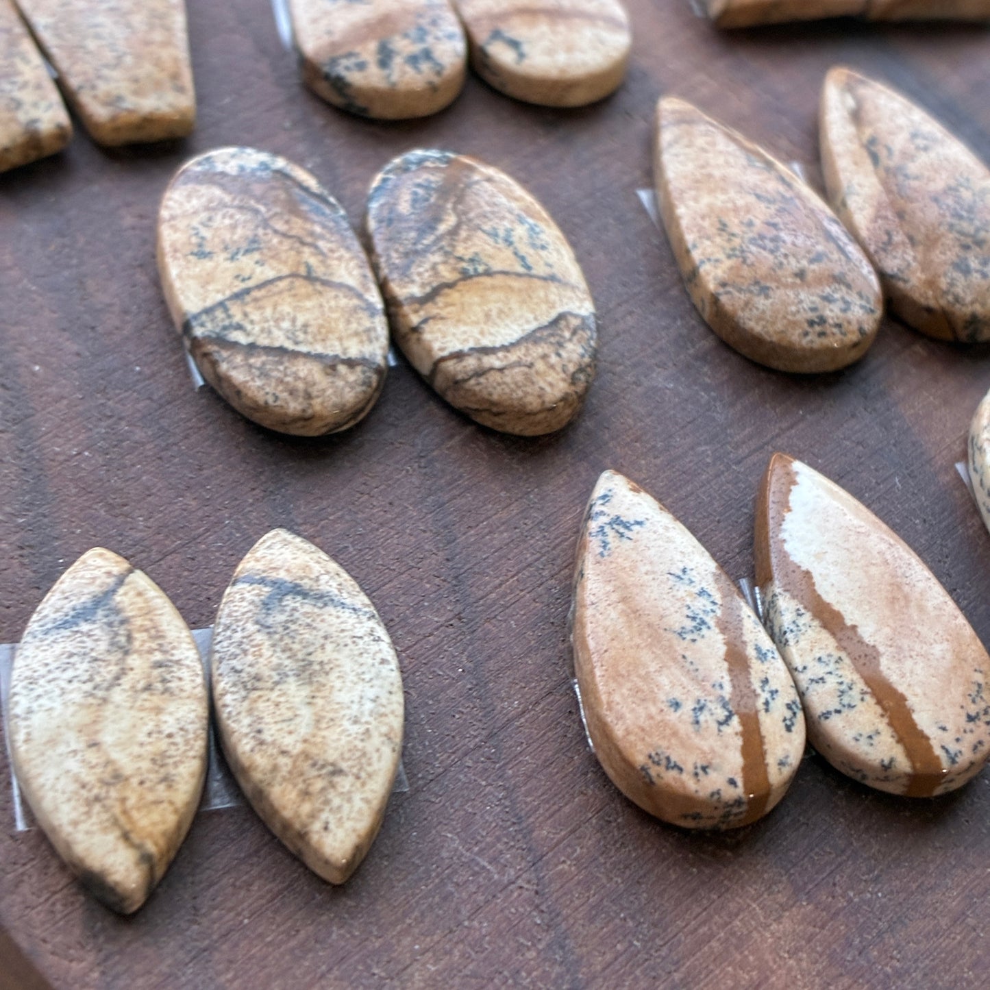 Picture Jasper - Cabochon Pair - Oval - Teardrop - Square - coffin