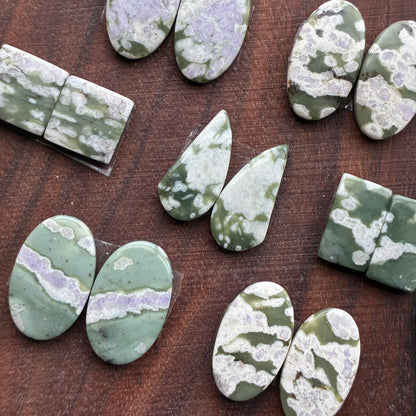 Peace Jade - Cabochon Pair - Oval - Teardrop - Square