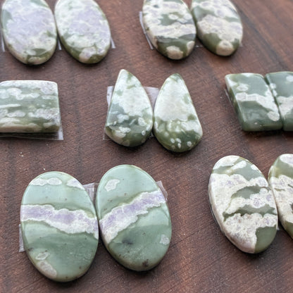 Peace Jade - Cabochon Pair - Oval - Teardrop - Square