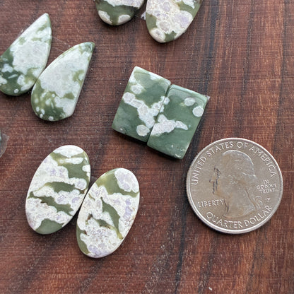 Peace Jade - Cabochon Pair - Oval - Teardrop - Square
