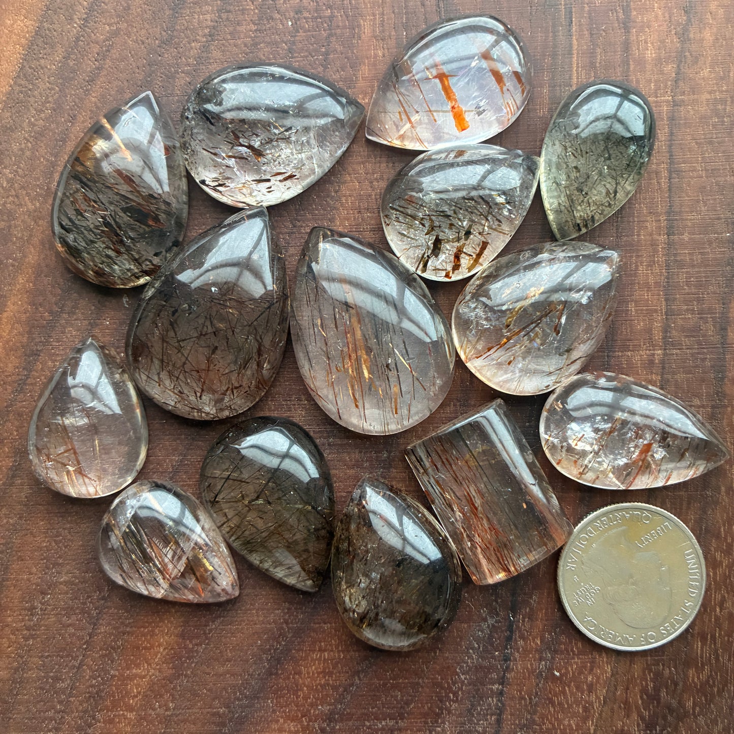 Rutilated Quartz - Cabochon - Teardrop - Rectangle