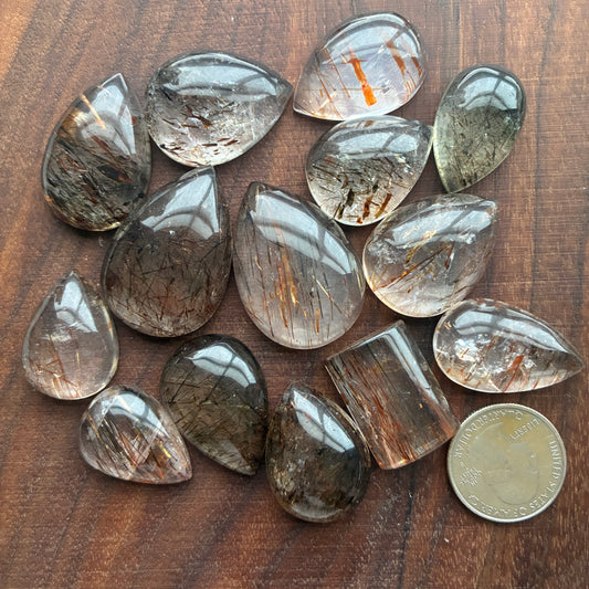 Rutilated Quartz - Cabochon - Teardrop - Rectangle