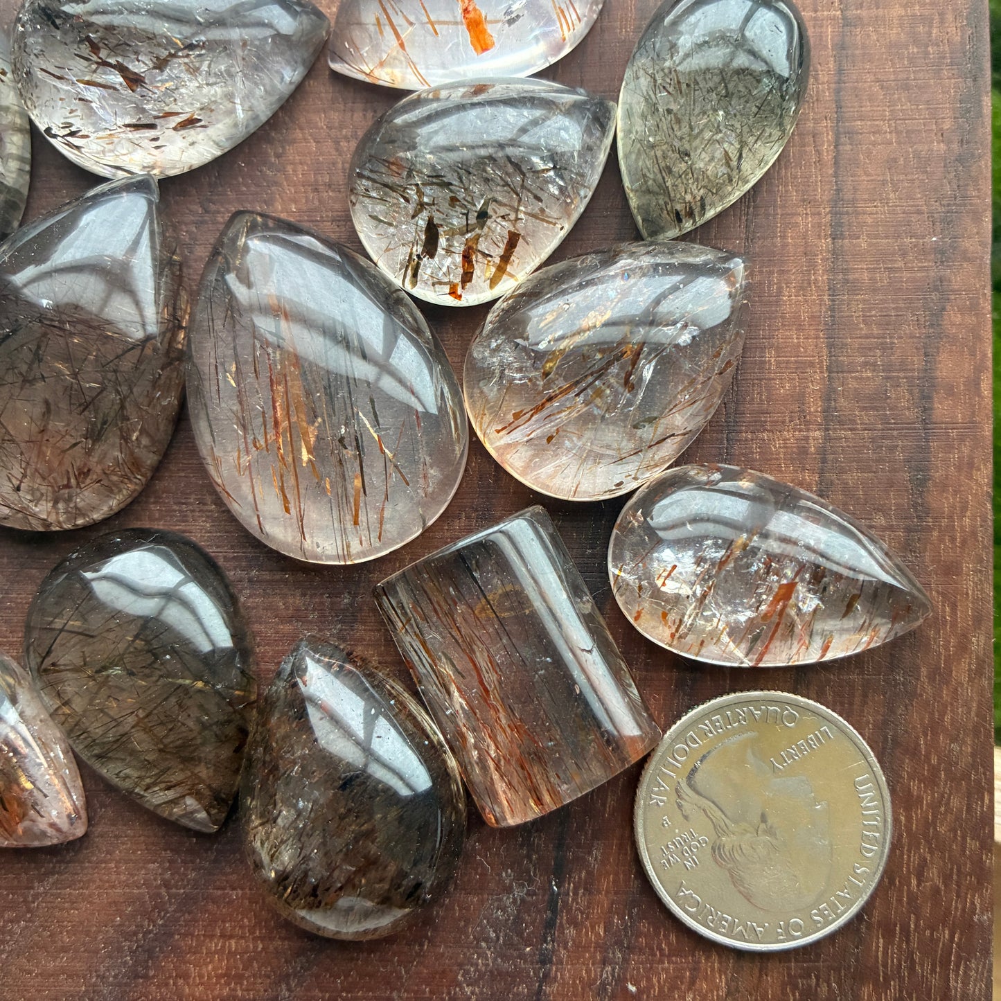 Rutilated Quartz - Cabochon - Teardrop - Rectangle