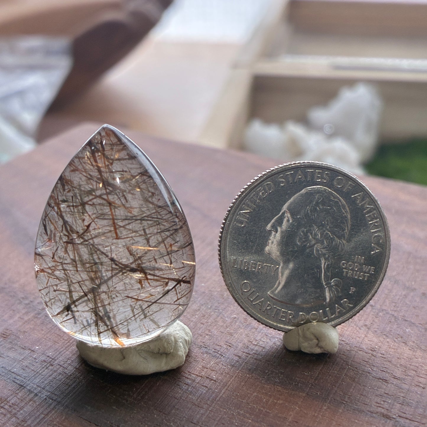 Rutilated Quartz - Cabochon - Teardrop - Rectangle