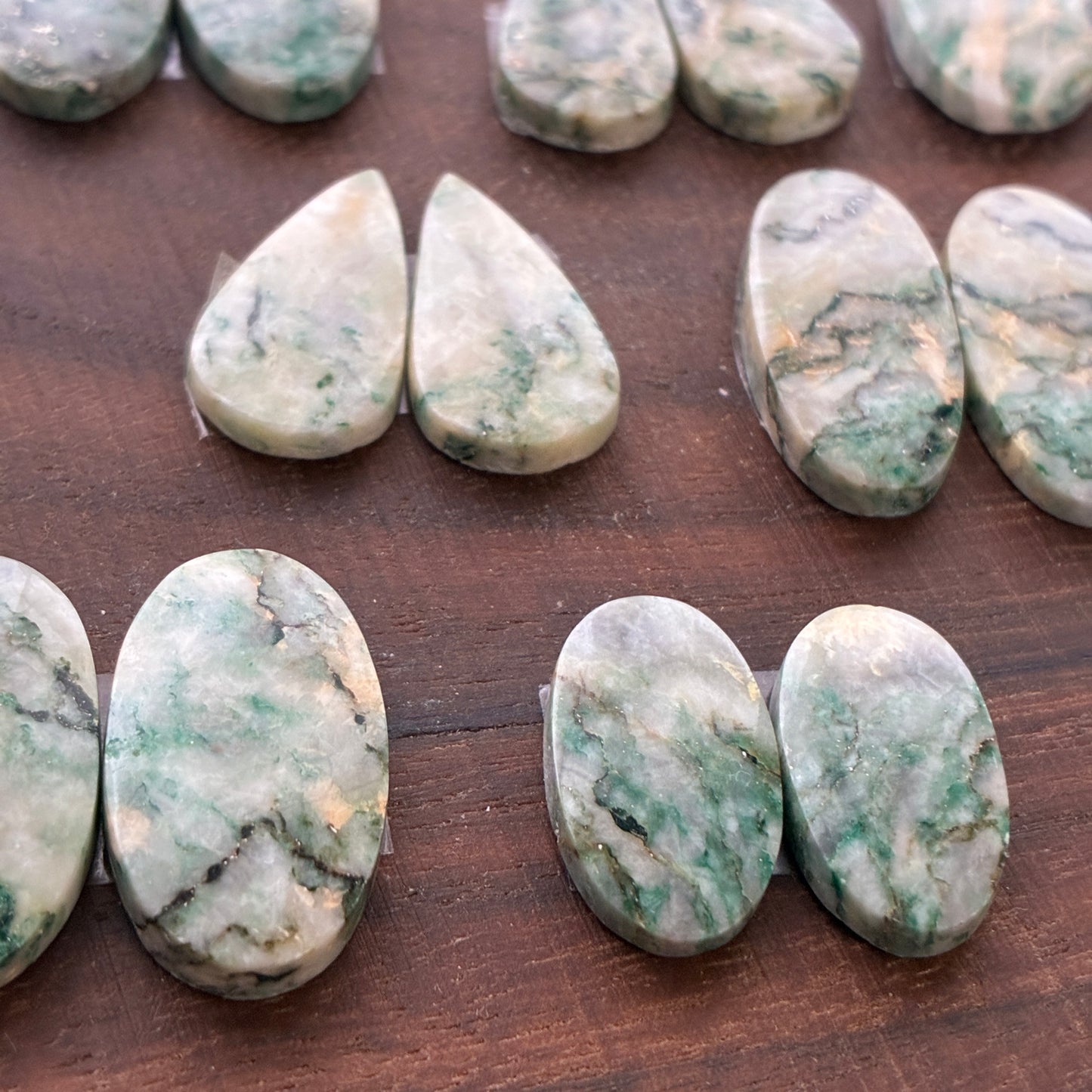Mariposite - Cabochon Pair - Oval - Teardrop