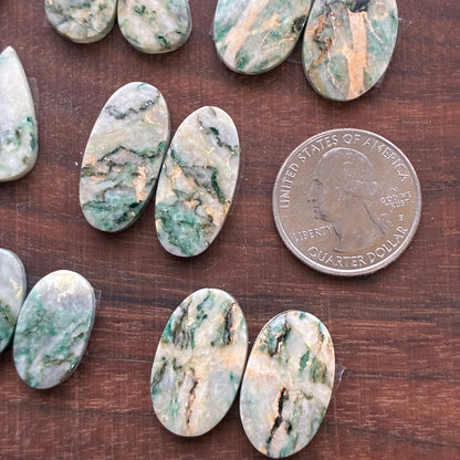 Mariposite - Cabochon Pair - Oval - Teardrop