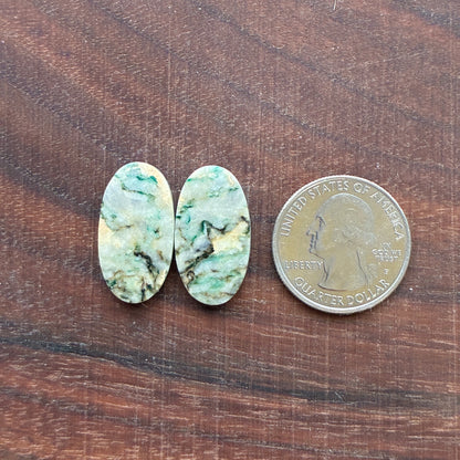 Mariposite - Cabochon Pair - Oval - Teardrop