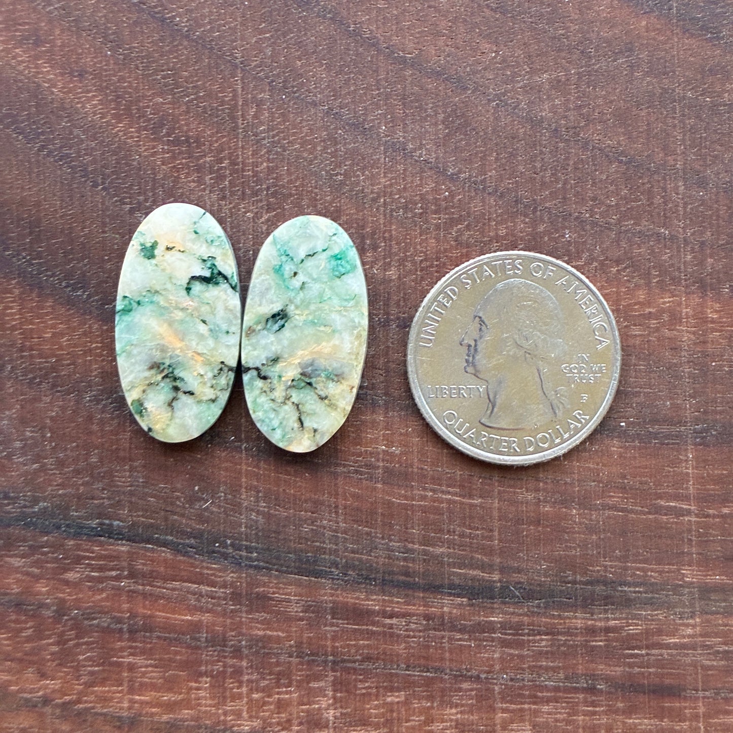 Mariposite - Cabochon Pair - Oval - Teardrop