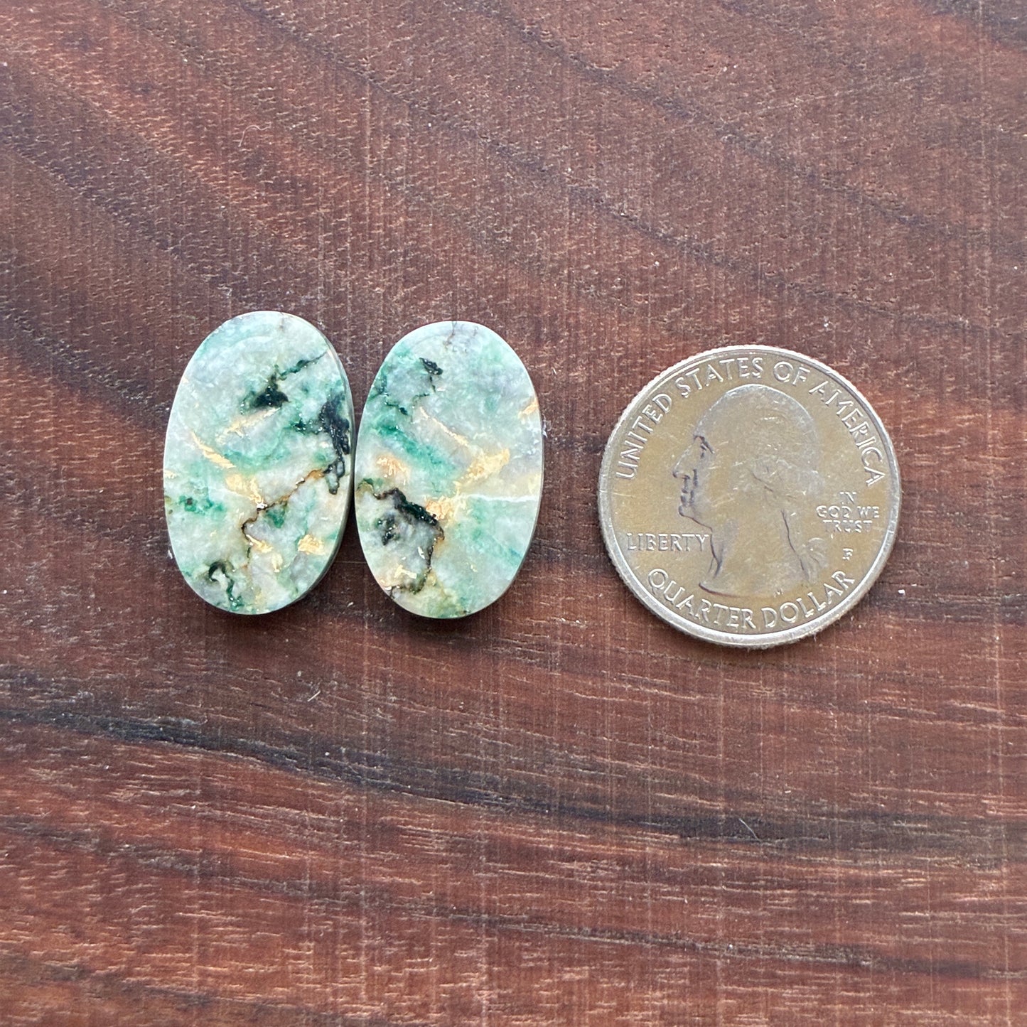 Mariposite - Cabochon Pair - Oval - Teardrop