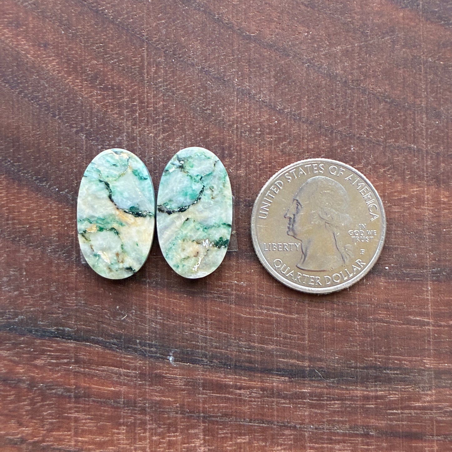 Mariposite - Cabochon Pair - Oval - Teardrop
