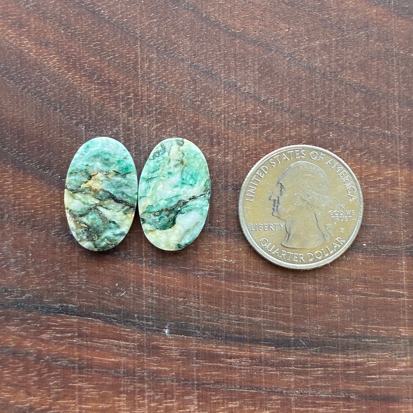 Mariposite - Cabochon Pair - Oval - Teardrop