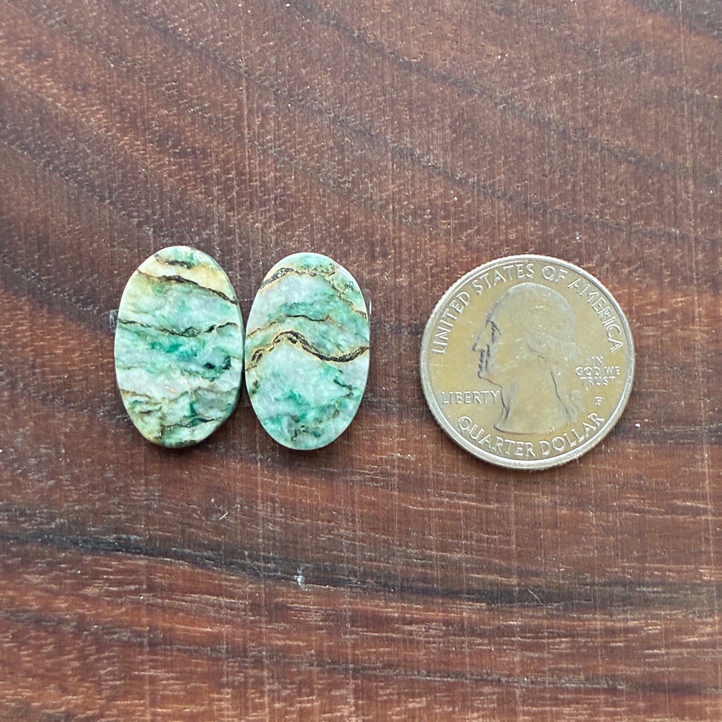 Mariposite - Cabochon Pair - Oval - Teardrop