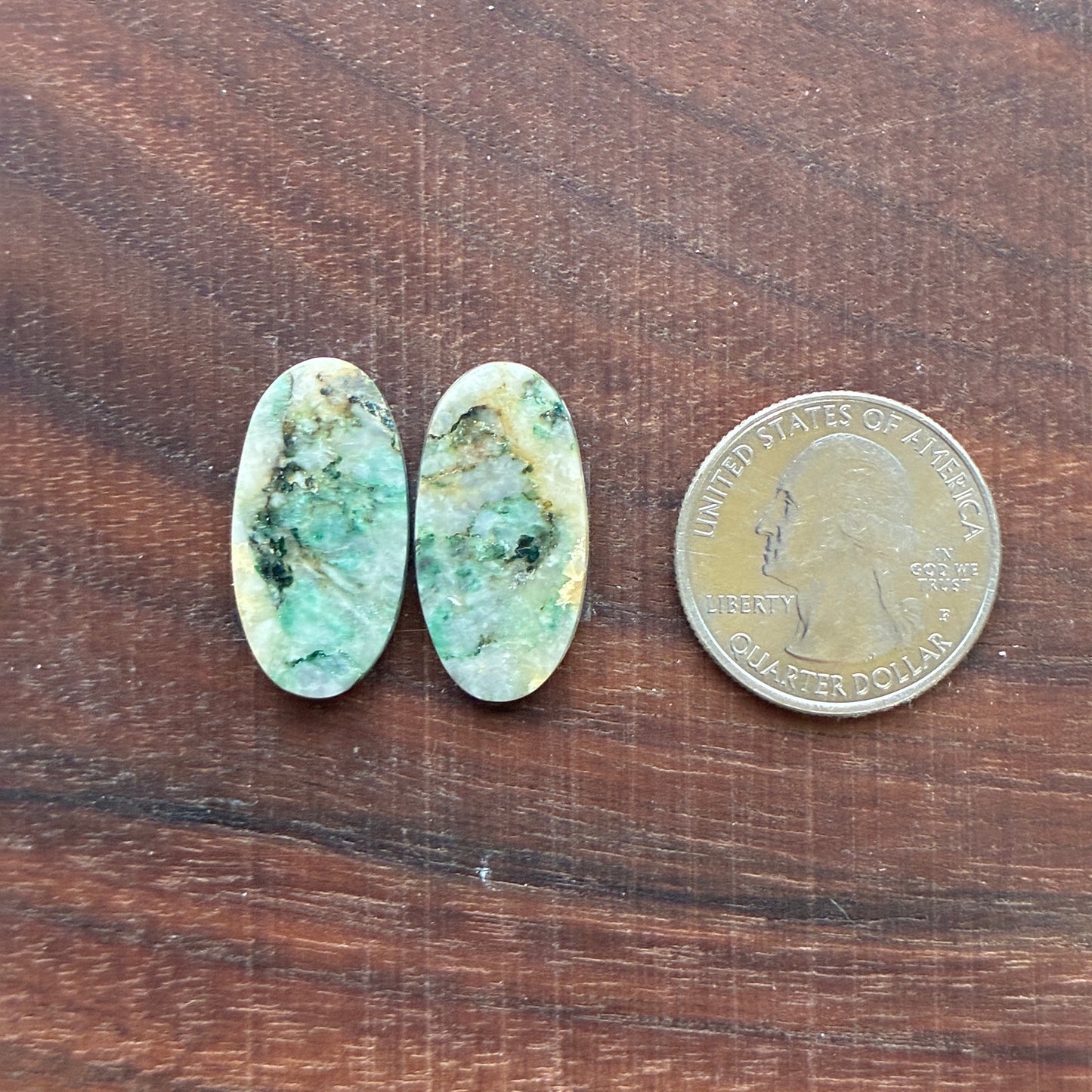 Mariposite - Cabochon Pair - Oval - Teardrop