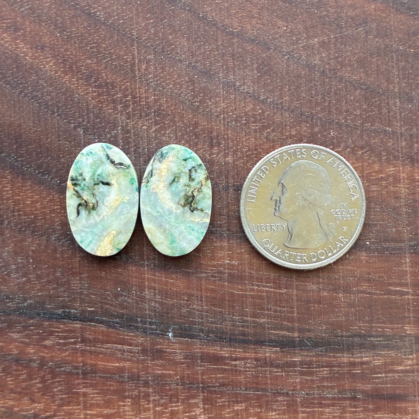 Mariposite - Cabochon Pair - Oval - Teardrop