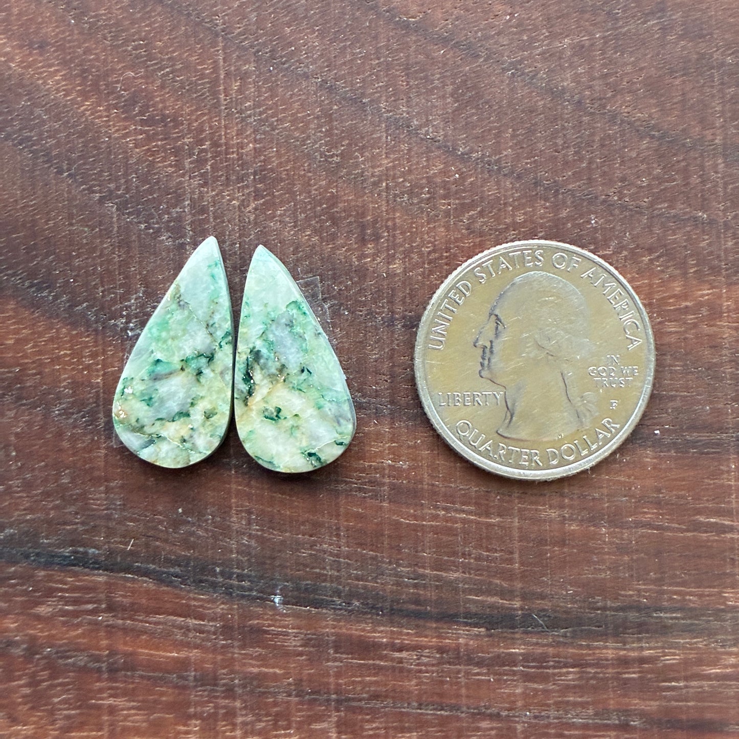Mariposite - Cabochon Pair - Oval - Teardrop