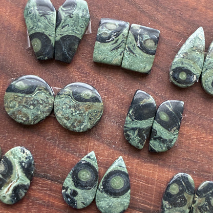 Kambaba Jasper - Cabochon Pair - Oval - Coffin - Rectangle - Teardrop - Round