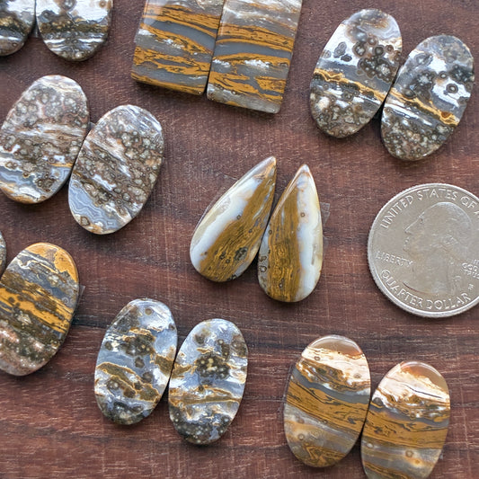 Ocean Jasper - Cabochon Pair - Oval - Teardrop - Rectangle