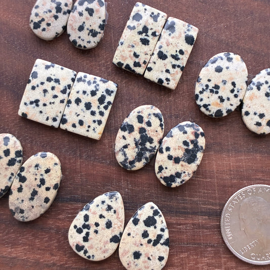 Dalmatian - Cabochon Pair - Oval - Rectangle - Teardrop