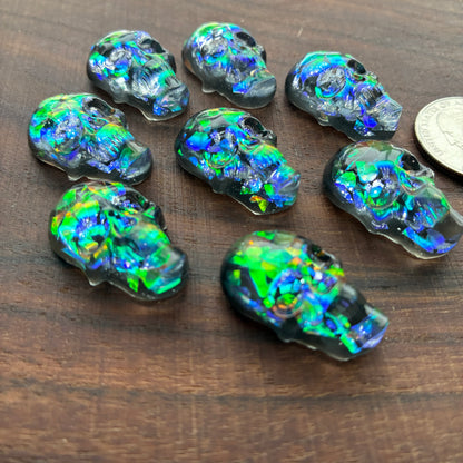 Resin - Skull - Cabochon - Fireworks - Ring - Pendant - Earring