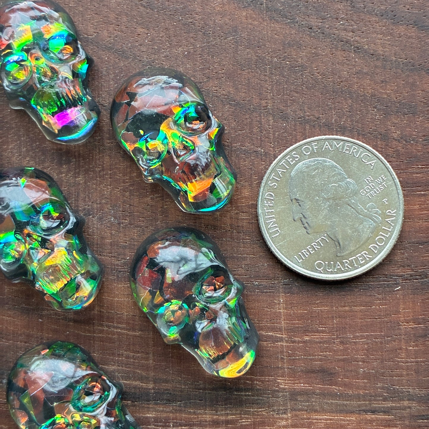 Resin - Skull - Cabochon - Fireworks - Ring - Pendant - Earring
