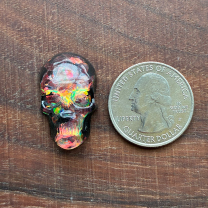 Resin - Skull - Cabochon - Pink - Blue - Red - Ring - Pendant - Earring