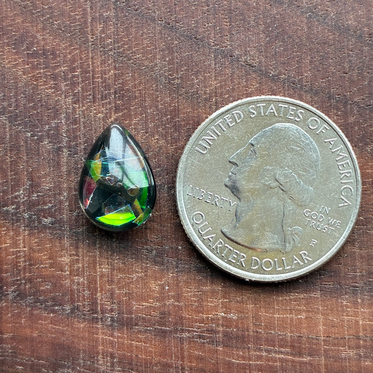 Glass Cabochon - Teardrop - 10 x 14mm - Fireworks - Pink - Green Blue - Blue