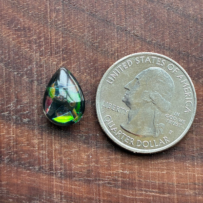 Glass Cabochon - Teardrop - 10 x 14mm - Fireworks - Pink - Green Blue - Blue