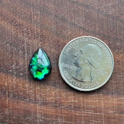 Glass Cabochon - Teardrop - 10 x 14mm - Fireworks - Pink - Green Blue - Blue
