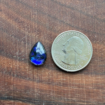 Glass Cabochon - Teardrop - 10 x 14mm - Fireworks - Pink - Green Blue - Blue